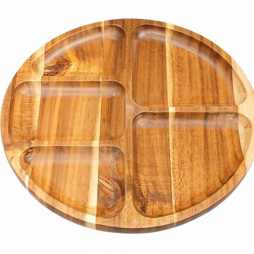 Acacia Wood Round Segmented Serving Platter - Wholesale Premium Tableware